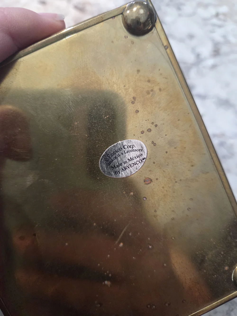 Small Vintage Thomas Kinkade “Painter Of Light” Ensco Trinket Box Brass / Glass